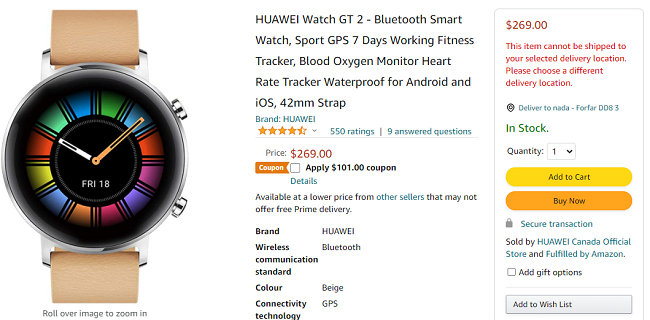 HUAWEI Watch GT 2 Bluetooth Smart Watch $168 Shipped (With Coupon) @ Amazon 